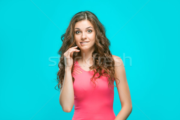 Stockfoto: Portret · jonge · vrouw · geschokt · vrouwen · model