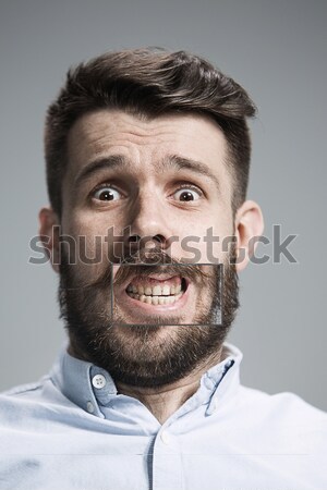 Stock photo: Closeup headshot portrait, happy handsome business man in blue shirt