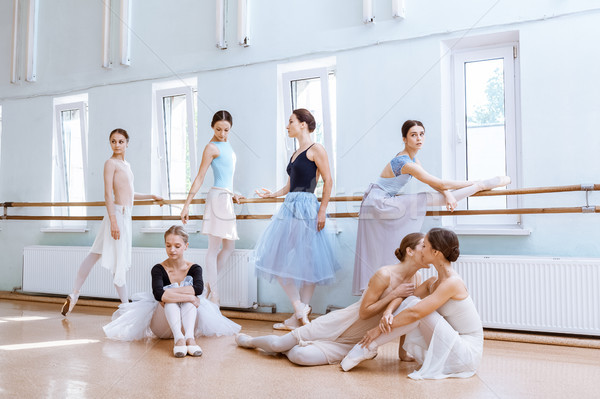The seven ballerinas at ballet bar Stock photo © master1305
