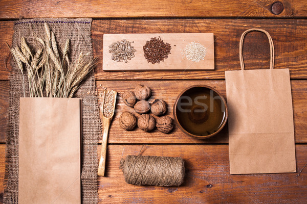 collection of healthy superfood, top view Stock photo © master1305