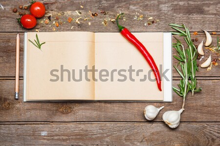 Ouvrir recette livre brun bois tomates [[stock_photo]] © master1305