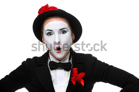 Portré nő grimasz arc izolált fehér Stock fotó © master1305