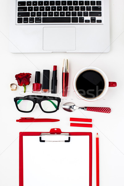 Still life of fashion woman, objects on white Stock photo © master1305