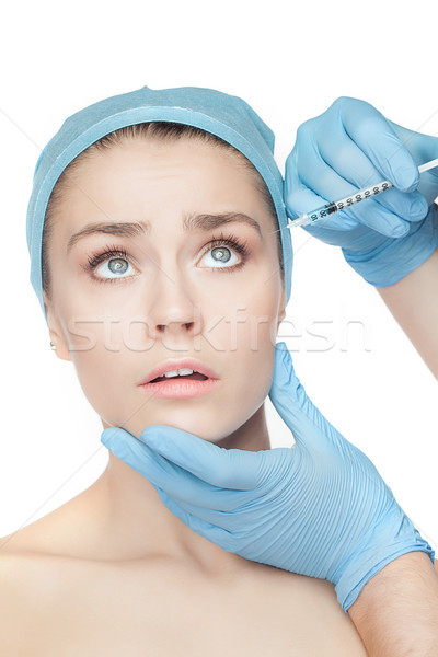 Plastische Chirurgie Spritze Gesicht anziehend überrascht Stock foto © master1305