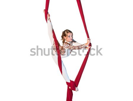 Young woman doing anti-gravity aerial yoga Stock photo © master1305