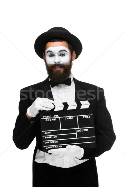 Hombre imagen película bordo blanco negro traje Foto stock © master1305