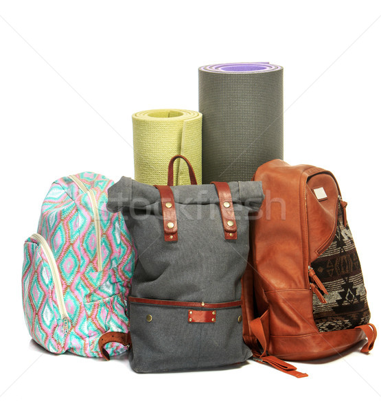 The suitcases, karrimats on white background. Stock photo © master1305