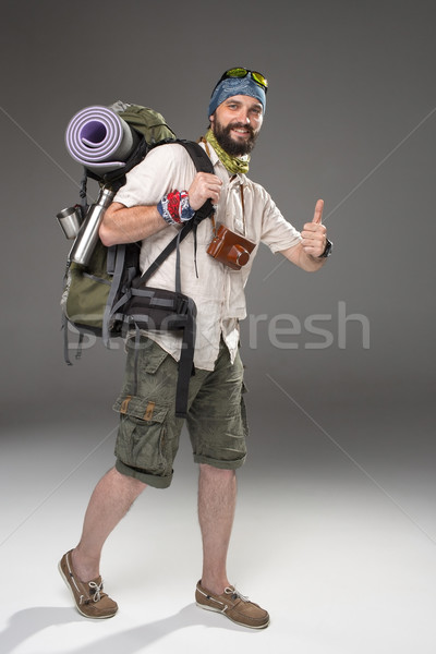Full length portrait of a male fully equipped tourist  Stock photo © master1305