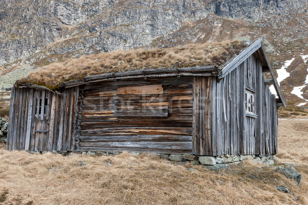 Klein gebouw Noorwegen berg noors huis Stockfoto © master1305