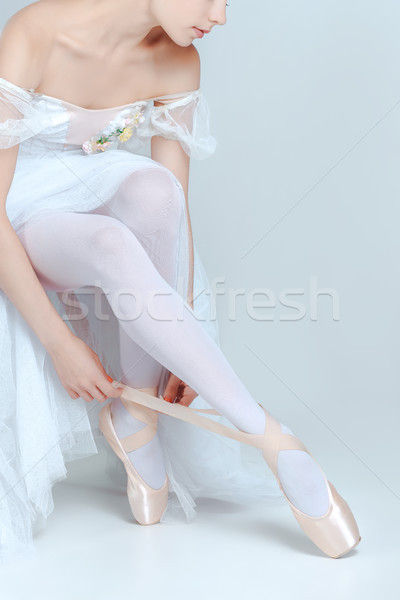 Professionelle Ballerina Ballettschuhe grau Frauen Tanz Stock foto © master1305