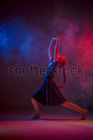 Foto stock: Adolescente · moderna · bailarín · femenino · azul · rosa