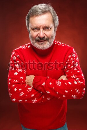 Expressief portret Rood man ongelukkig ouder Stockfoto © master1305