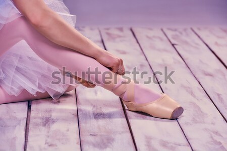 Professionelle Ballerina Ballettschuhe Holzboden rosa Fuß Stock foto © master1305