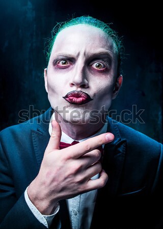 Verschrikkelijk gek clown halloween Rood shirt Stockfoto © master1305