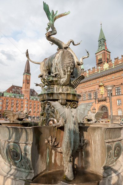 Copenhague Dinamarca dragones fuente ciudad cielo Foto stock © master1305