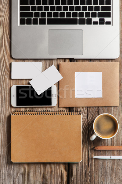 Stockfoto: Sympathiek · ontwerp · houten · business · telefoon