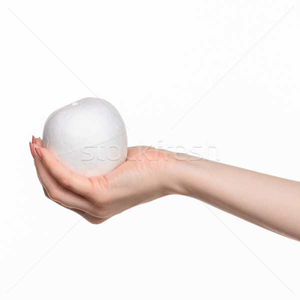 Hand holding a egg on white background Stock photo © master1305