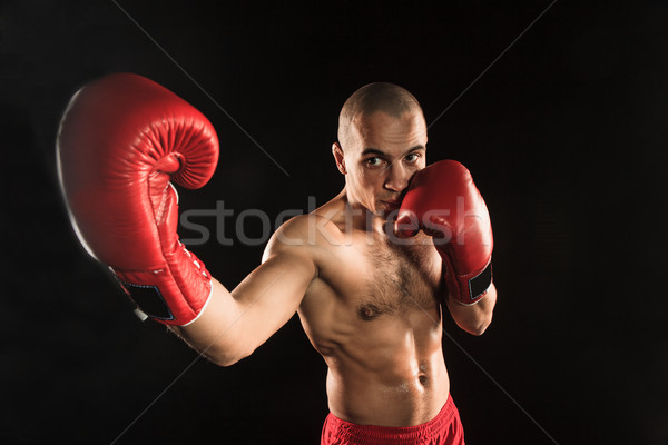 Foto stock: Moço · kickboxing · preto · jovem · masculino · atleta
