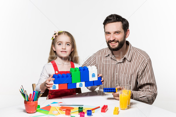 отец дочь играет образовательный играх вместе Сток-фото © master1305