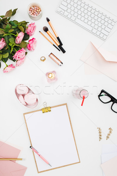 Stock photo: Still life of fashion woman, objects on white