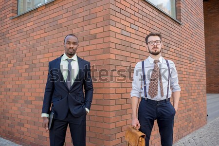 Portre iş ekibi iki adam ayakta arka plan Stok fotoğraf © master1305