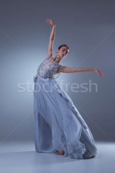 商業照片: 美麗 · 芭蕾舞演員 · 跳舞 · 藍色 · 長 · 穿著