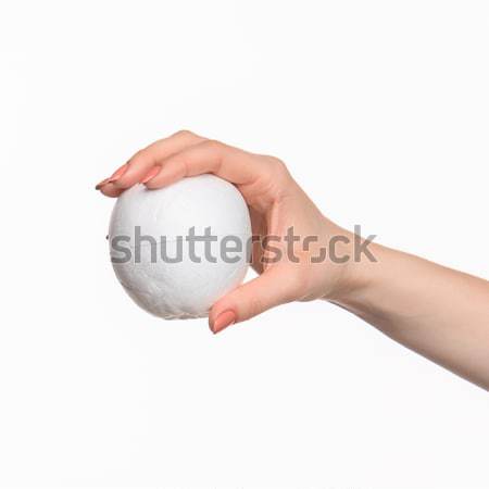 The female hand holding white blank styrofoam oval  Stock photo © master1305