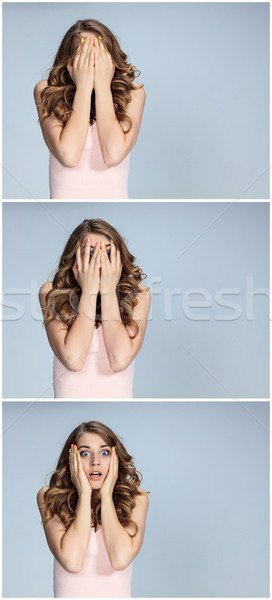 Stock photo: Portrait of young woman with shocked facial expression