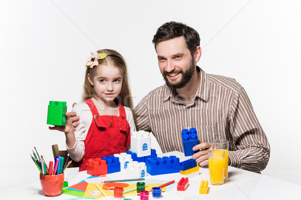 Vader dochter spelen onderwijs games samen Stockfoto © master1305