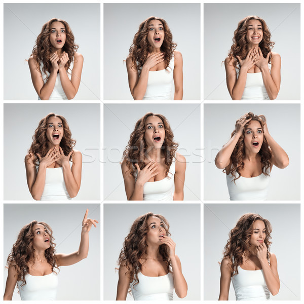 The set of female portraites with shocked facial expression Stock photo © master1305