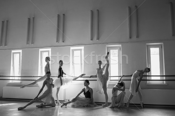 The seven ballerinas at ballet bar Stock photo © master1305