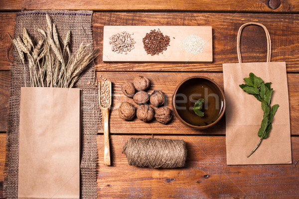 collection of healthy superfood, top view Stock photo © master1305