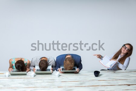 Stockfoto: Business · team · kantoor · slapen · grijs · werken