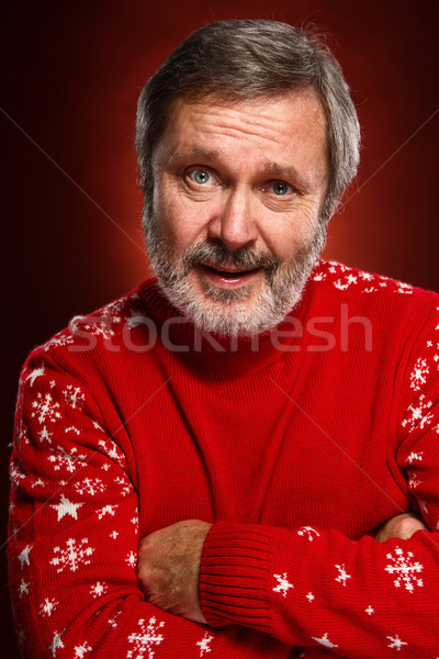 高齢者 笑みを浮かべて 男 赤 親切に セーター ストックフォト © master1305