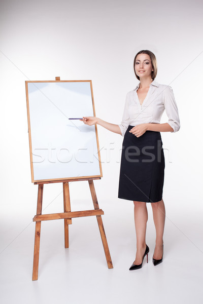 Jovem mulher de negócios algo branco conselho Foto stock © master1305