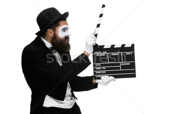 Man afbeelding film boord zwart wit pak Stockfoto © master1305