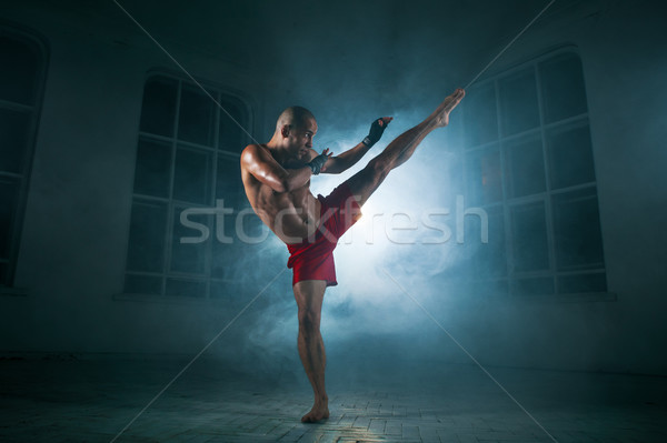 Genç kickboks mavi duman genç erkek Stok fotoğraf © master1305