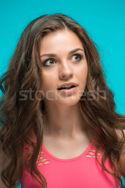 Porträt schockiert Gesichtsausdruck Frauen Modell Stock foto © master1305
