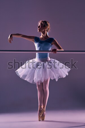 classic ballerina posing at ballet barre Stock photo © master1305