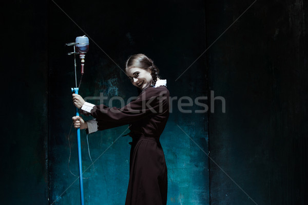 Portrait jeune fille uniforme scolaire vampire chute [[stock_photo]] © master1305