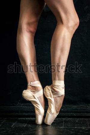 The close-up  foot of young ballerina in  old pointe shoes  Stock photo © master1305