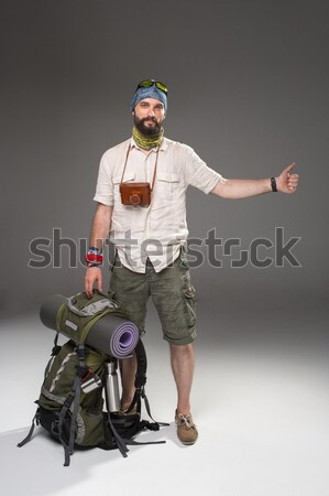 Full length portrait of a male fully equipped tourist  Stock photo © master1305