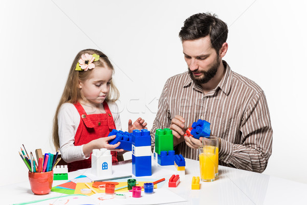 Foto stock: Pai · filha · jogar · jogos · juntos