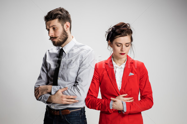 Triste homem de negócios mulher cinza engraçado relações comerciais Foto stock © master1305