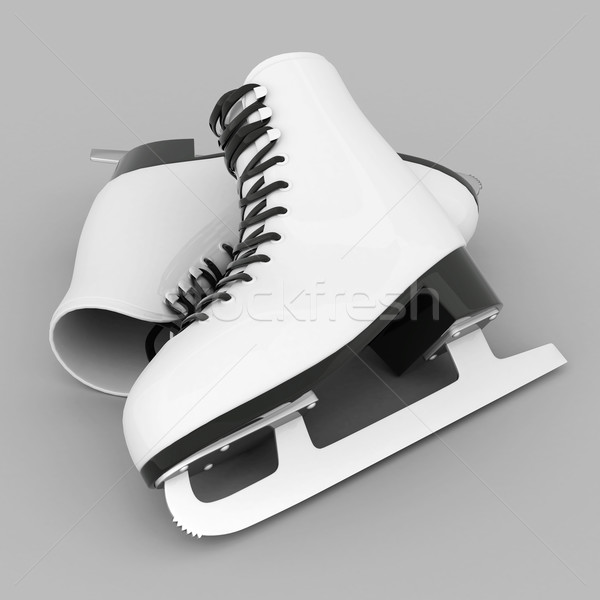 Schlittschuhe Eiskunstlauf grau Mädchen Frauen Mode Stock foto © mastergarry