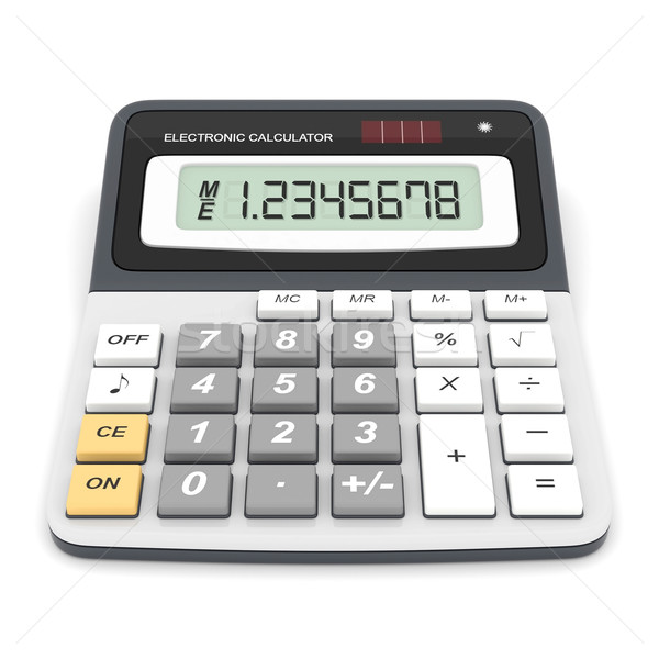 Foto stock: Moderna · oficina · calculadora · blanco · fondo · financiar