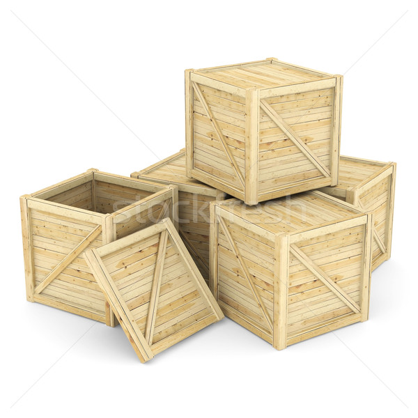 Holz Kiste isoliert weiß Feld Retro Stock foto © mastergarry