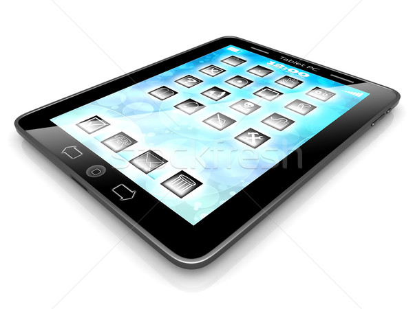 Obraz komputera technologii biały odizolowany telefonu Zdjęcia stock © mastergarry