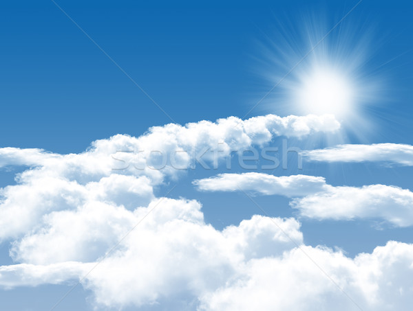 ストックフォト: 写真 · 雲 · 太陽 · 美しい · 青空