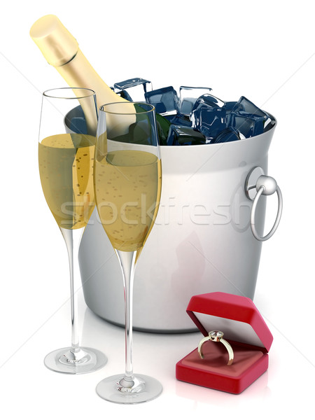 Stockfoto: Trouwringen · afbeelding · geschenkdoos · witte · liefde · schoonheid